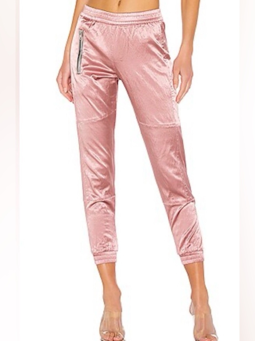 Revolve RtA Finn Satin Track Pants in Blush Size Small